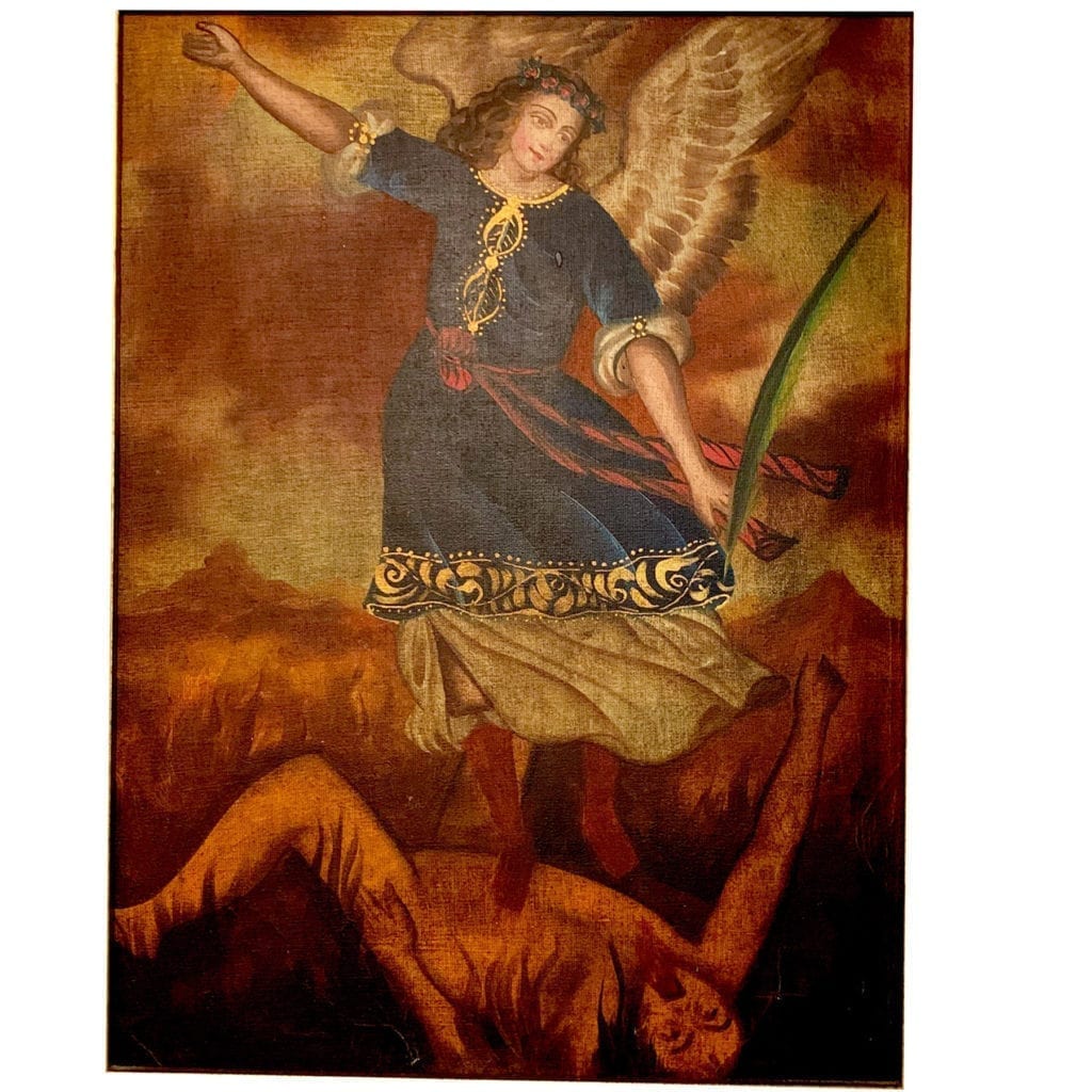 St. Michael & El Diablo - Halloween Painting Cecilia Garcia de Lama
