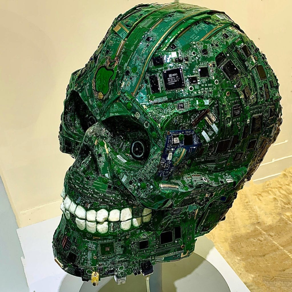 Duken Delpe - skull sculpture computer parts