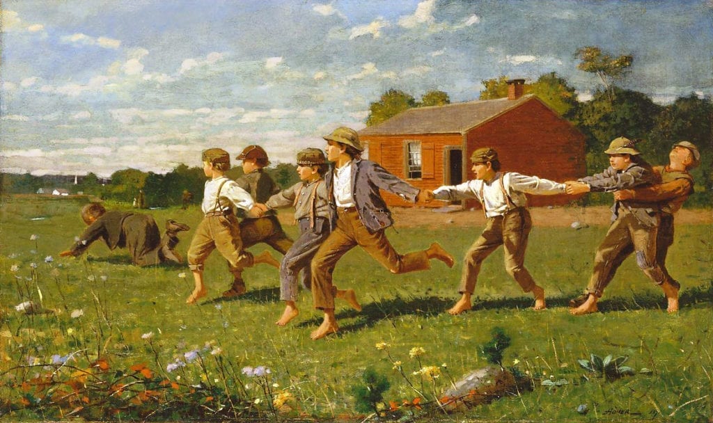 Snap the Whip - Winslow Homer - Oil Painting 1872 New England