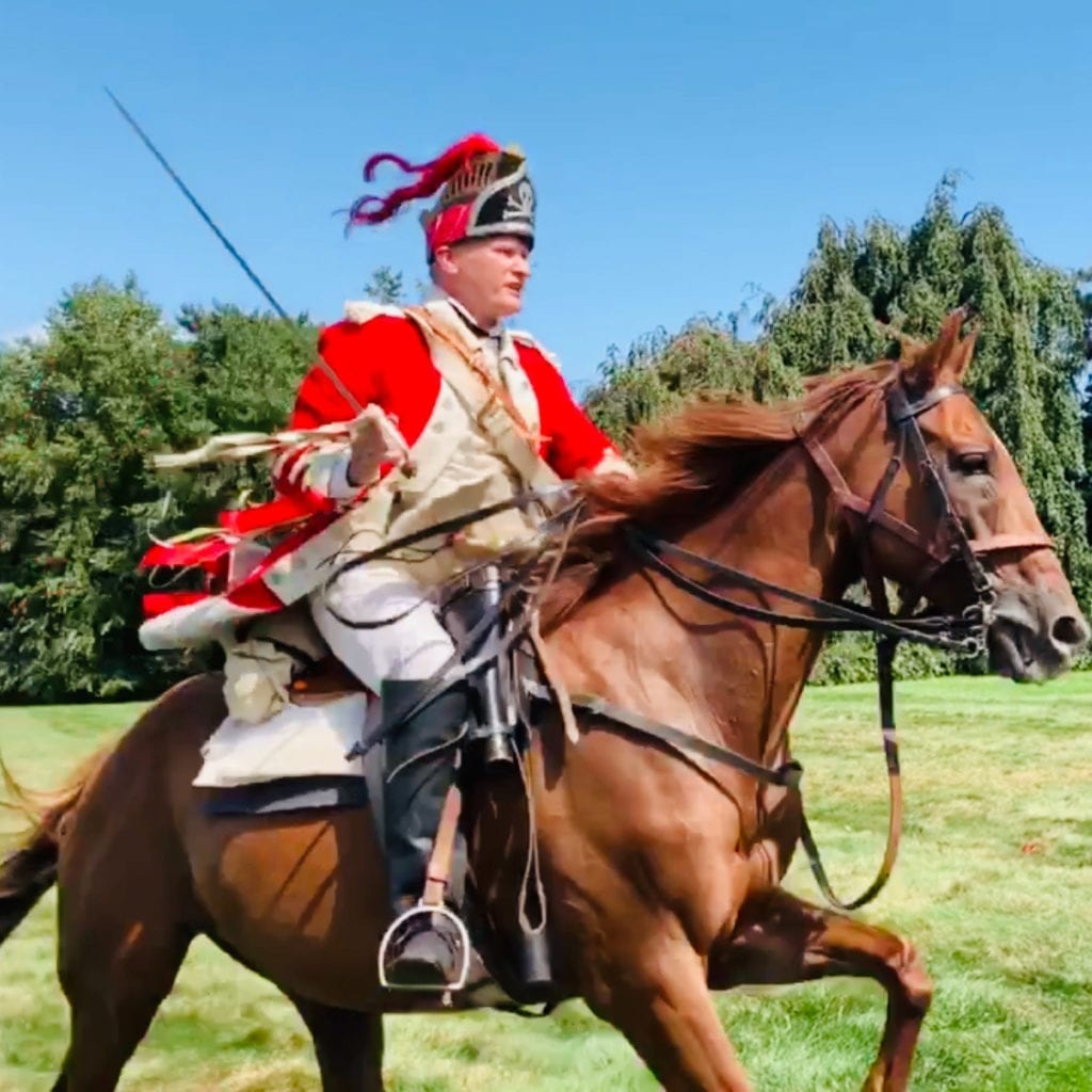 re enactment revolutionary war british soldier atop horse - The Old Stone House Brooklyn
