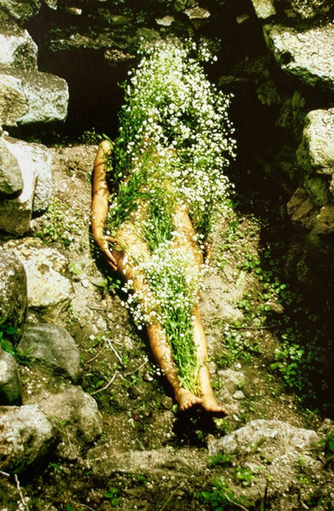 Flowers-on-Body from the Silueta series by Ana Mendieta